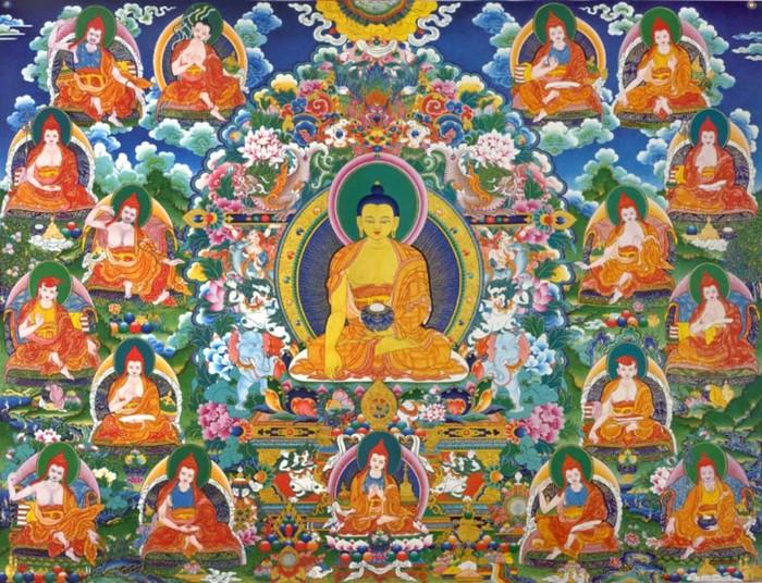 Нэден Чакчод - Поклонение и подношение Будде и 16 Архатам