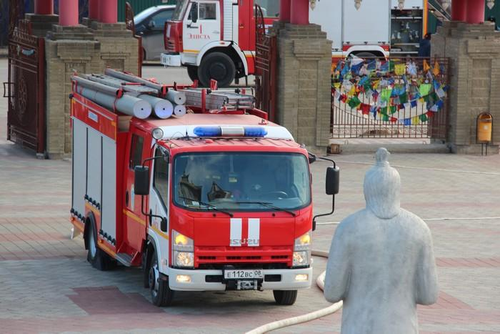 В Центральном хуруле Калмыкии прошли пожарно-тактические учения