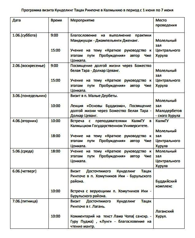В Калмыкию 31 мая прибывает досточтимый Кунделинг Ринпоче